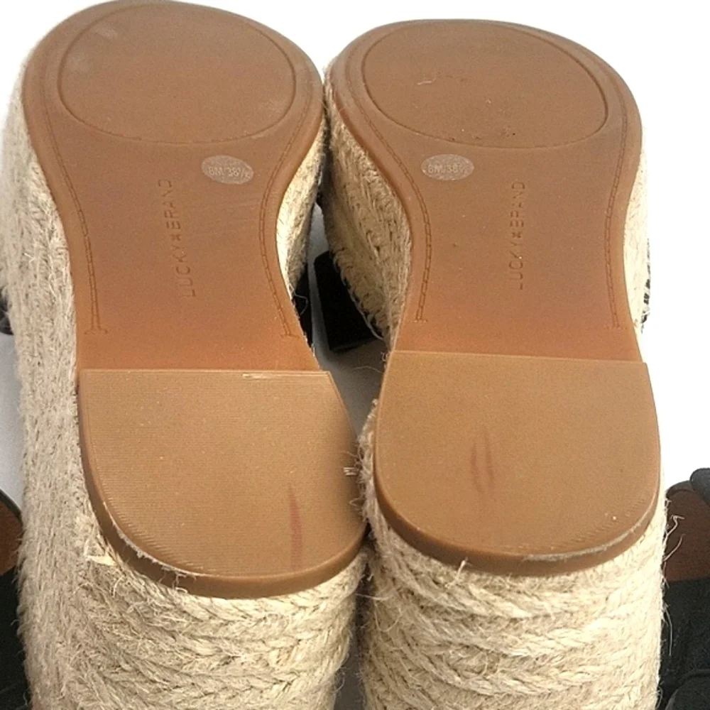 Lucky Brand Audrinah Black Suede Leather Ankle Strap Platform Espadrille… - Picture 14 of 16